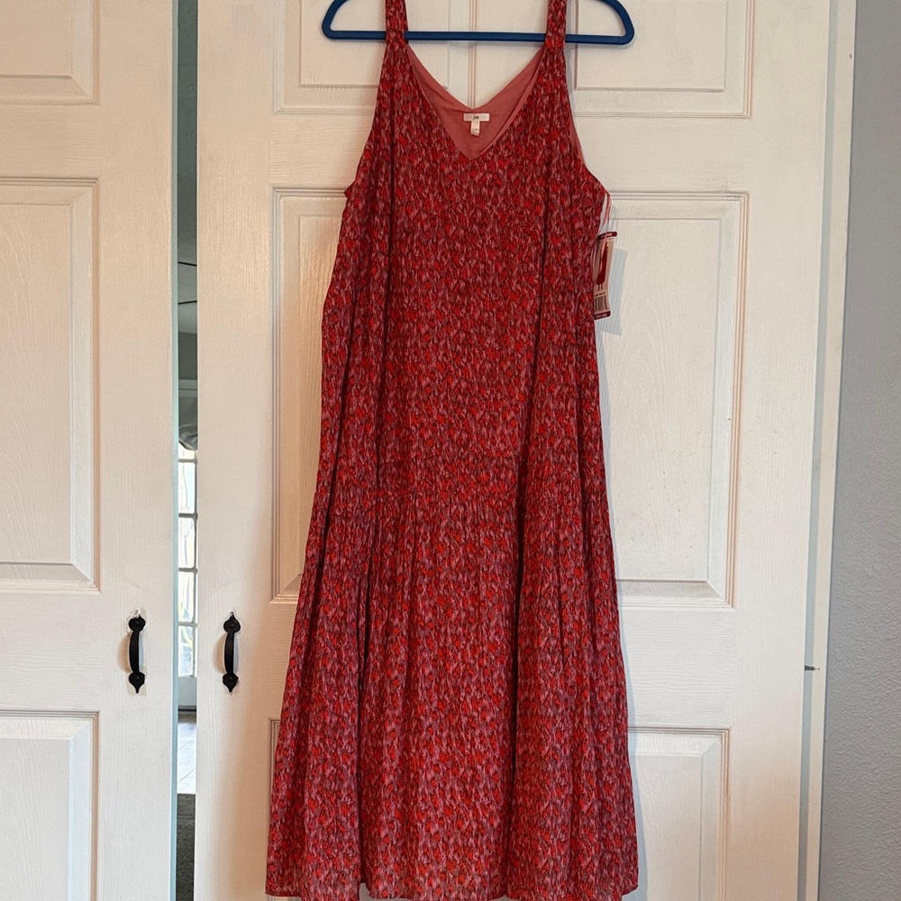Joie Red Printed V-Neck Sleeveless Maxi Dress